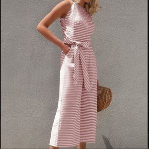 Women’s Pink & White Striped Jumpsuit